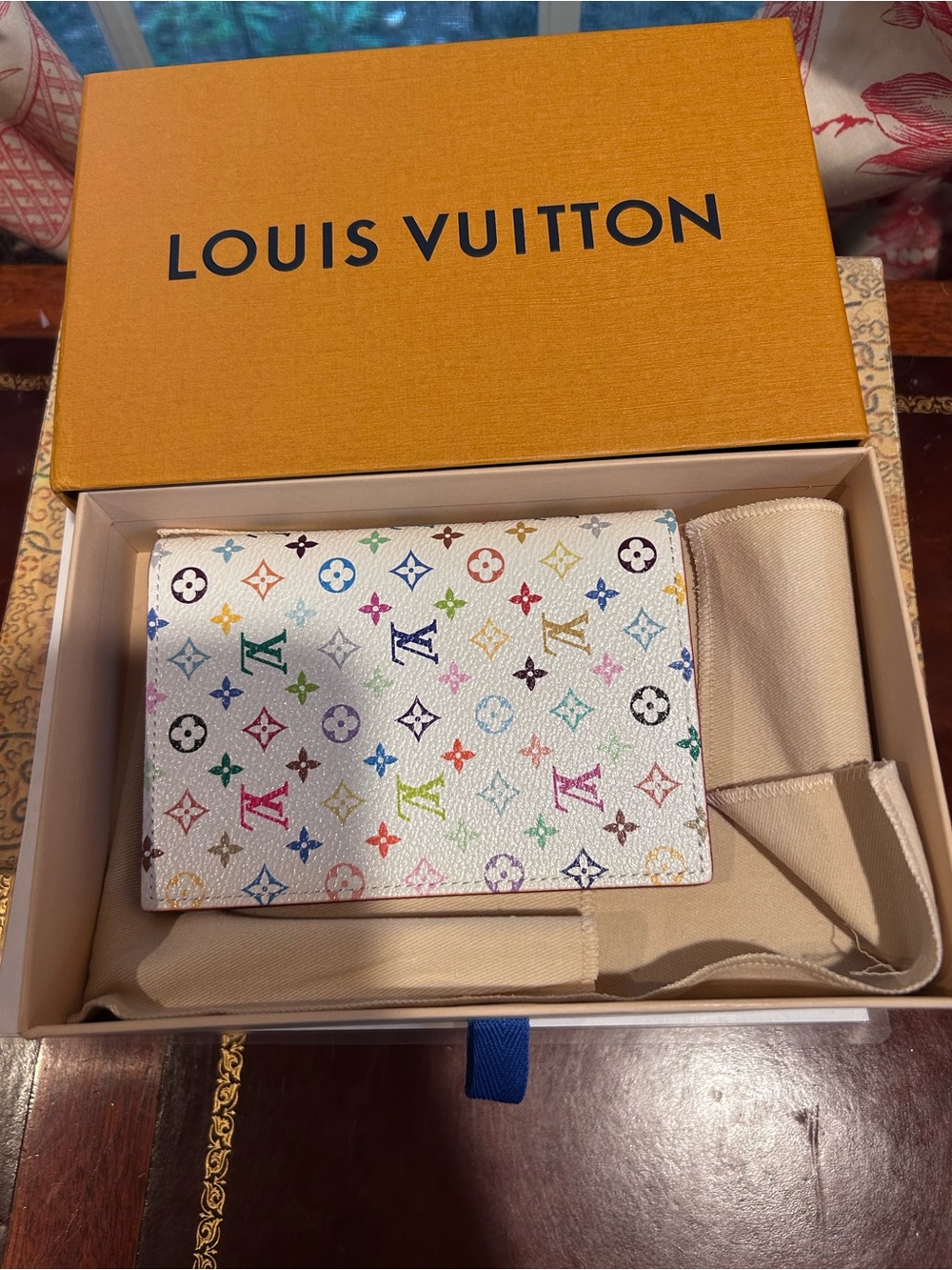 [BNIB] Louis Vuitton x Takashi Murakami Multicolor Passport Cover (White)